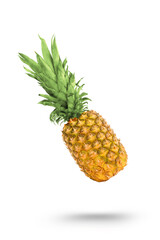 Ripe, yellow pineapple isolated on white background.