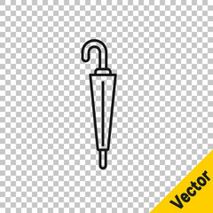 Black line Classic elegant umbrella icon isolated on transparent background. Rain protection symbol. Vector