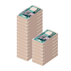 Somali Shilling Vector Illustration. Somalia money set bundle banknotes. Paper money 500 SOS. Flat style. Isolated on white background. Simple minimal design.