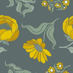 Gardinen Trendige Blumen Seamless Peony Vintage pattern. Hand drawn vintage and retro textured background.  © Elen Koss