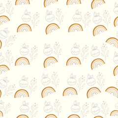 Cute seamless pattern with vector Christmas illustrations.Vector seamless geometric pattern. Vintage textures. Decorative background for cards, invitations, web design.