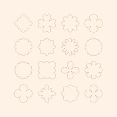 Set of abstract design elements, flowers, shapes, frames. Decorative symbols. Vector illustration.	