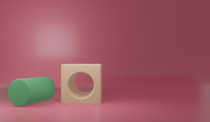 3D Rendering, Startup concept, Software and web development with 3d shapes, bar chart, infographic on blue background. 