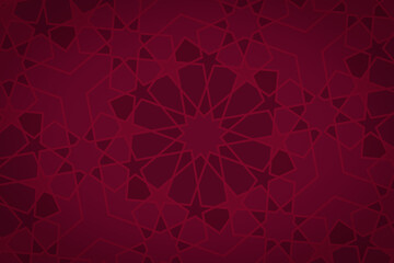 Abstract islamic geometric pattern design on maroon background. World football cup 2022 in Qatar concept.
