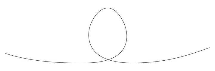 Egg continuous one line drawing.  Easter egg linear symbol. Vector illustration isolated on white.
