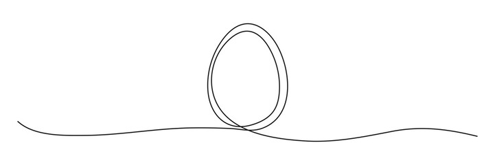 Egg continuous one line drawing.  Easter egg linear symbol. Vector illustration isolated on white.