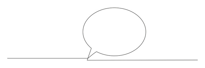 Speech bubble continuous one line drawing. Chat linear symbol. Dialogue sign. Vector illustration isolated on white.