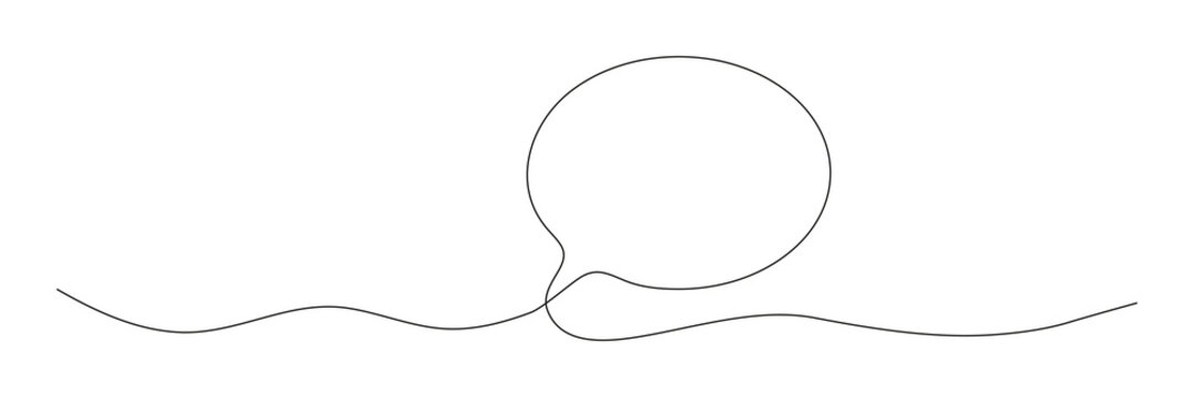 Speech Bubble Continuous One Line Drawing. Chat Linear Symbol. Dialogue Sign. Vector Illustration Isolated On White.