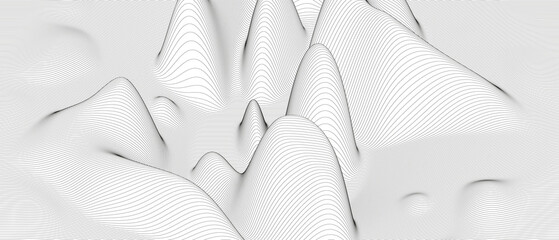 Monochrome sound line waves abstract background . Distorted line shapes on a white background.