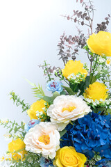 Fototapeta na wymiar Beautiful artificial Rose Flowers colourful on a white background