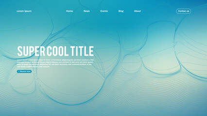 Landing page abstract design with dynamic line bubbles . Template for website or app.