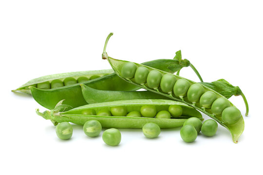 Fresh peas on white