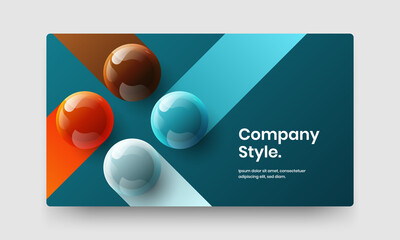 Trendy postcard vector design concept. Colorful realistic spheres book cover illustration.