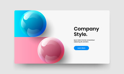 Amazing site screen design vector concept. Trendy realistic spheres company identity illustration.