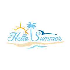 Fototapeta na wymiar Hello Summer logo vector design illustration