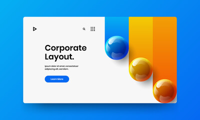 Colorful 3D balls booklet layout. Original site screen vector design template.