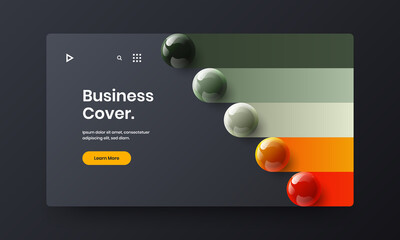 Colorful website vector design layout. Premium 3D spheres front page concept.