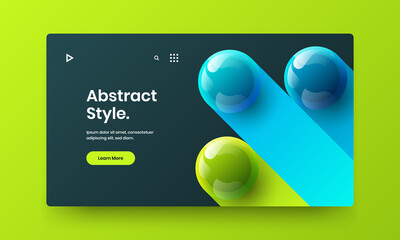 Colorful 3D balls landing page concept. Bright corporate brochure vector design template.