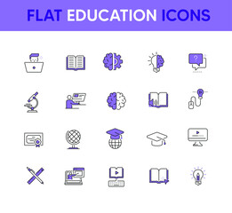 Education web icon set, Set of education flat icons
