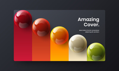 Amazing realistic spheres annual report layout. Unique company brochure vector design illustration.