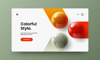 Amazing web banner vector design template. Trendy realistic balls brochure layout.