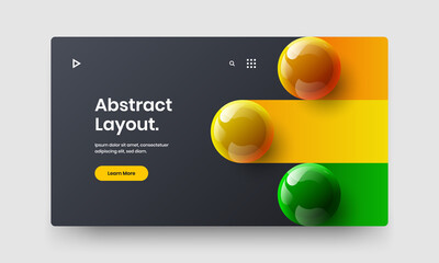 Minimalistic web banner vector design concept. Isolated 3D balls journal cover layout.