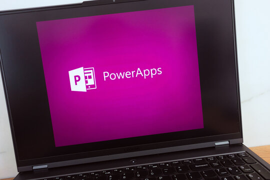 KONSKIE, POLAND - July 11, 2022: Microsoft Power Apps logo displayed on laptop computer