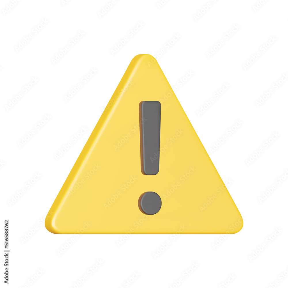 Poster warning sign with exclamation point 3d icon. isolated object on a transparent background