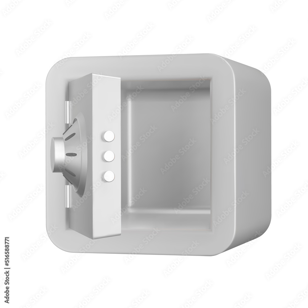 Poster empty safe with open door 3d icon. isolated object on a transparent background
