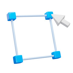 Selection frame and cursor 3d icon. Isolated object on a transparent background