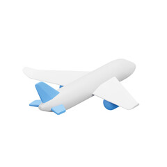 Flying airplane 3d icon. rear view Isolated object on a transparent background