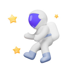 Astronaut in space 3d icon. Human in a spacesuit and the stars. Isolated object on a transparent background © Mintoboru