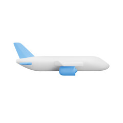 Airplane side view 3d icon. Isolated object on a transparent background