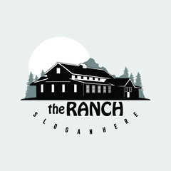 illustration of a house house vector logo ranch vector - obrazy, fototapety, plakaty