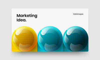 Creative realistic balls horizontal cover concept. Amazing front page vector design illustration.