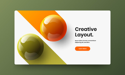 Modern leaflet vector design layout. Clean realistic balls site screen illustration.