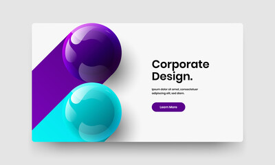 Trendy 3D balls brochure concept. Fresh flyer design vector layout.