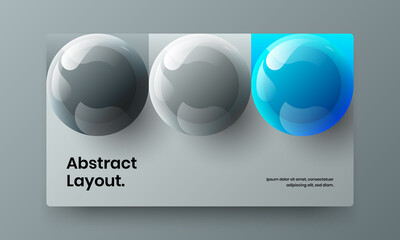 Amazing 3D balls journal cover illustration. Fresh brochure design vector layout.