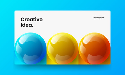 Amazing company cover design vector illustration. Unique 3D balls leaflet layout.