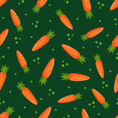 Seamless pattern with orange carrots. Vector illustration for fabrics, textures, wallpapers, posters, cards. Editable elements.