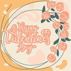 Happy Valentine's Day greeting card design with beautiful blossom flowers