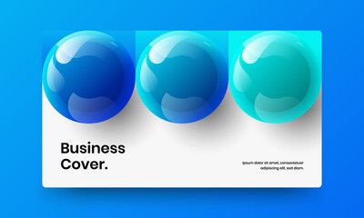 Unique handbill design vector concept. Abstract realistic spheres horizontal cover template.