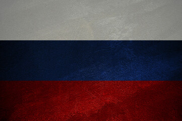 Flag of Russia on a textured background. Background texture. Flag for the background.