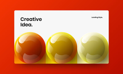 Simple realistic balls website screen layout. Abstract brochure design vector concept.