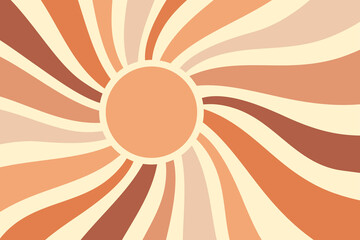 Retro groovy sun rays pattern background 70s. Sun sunbeams summer texture.  - 516592331