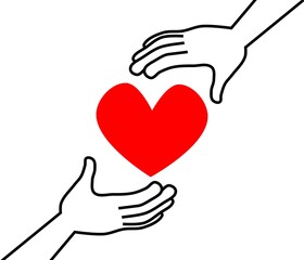 Obraz premium 上下から支える手とハート 