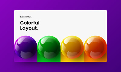 Original 3D spheres website illustration. Minimalistic company cover vector design layout.