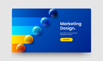 Modern realistic balls banner layout. Vivid website screen vector design template.