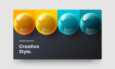 Creative 3D balls poster concept. Isolated leaflet design vector layout.