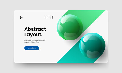 Simple realistic spheres presentation concept. Clean pamphlet design vector template.